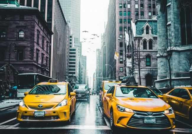 NYC Taxi's on Streets of New York.