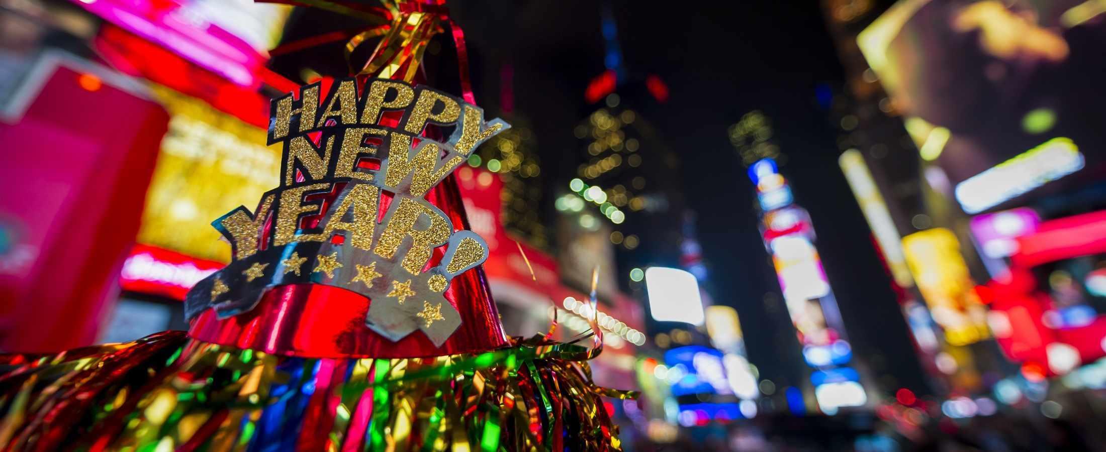 New Year's Eve party hat in Times Square NY